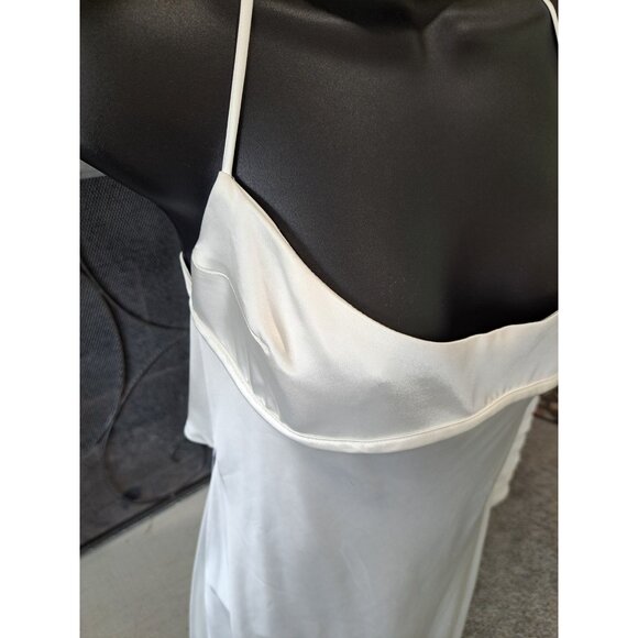 Zara Viral Satin White Dress Size Large Strappy Back Silky Midi Sleeveless Large - Picture 3 of 14